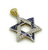 14K Gold & Diamond With Blue Enamel Star of David Necklace